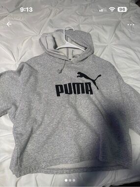 Puma Gray Pullover Hoodie with Black Logo
